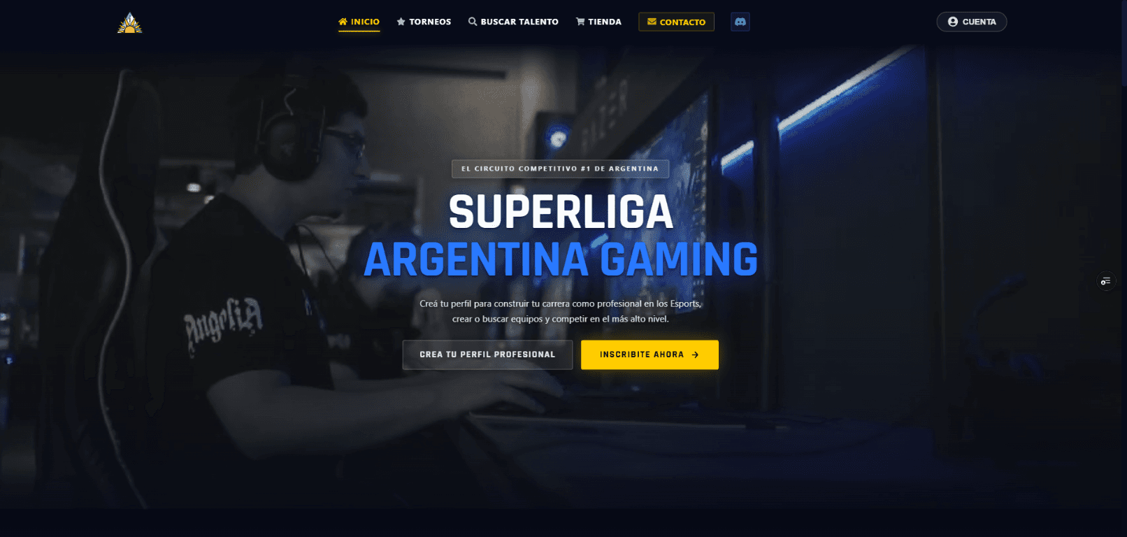 Página de inicio de Superliga Argentina Gaming