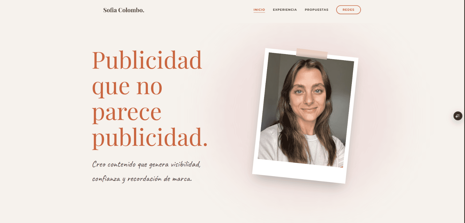 Página de inicio del sitio de Sofia Colombo